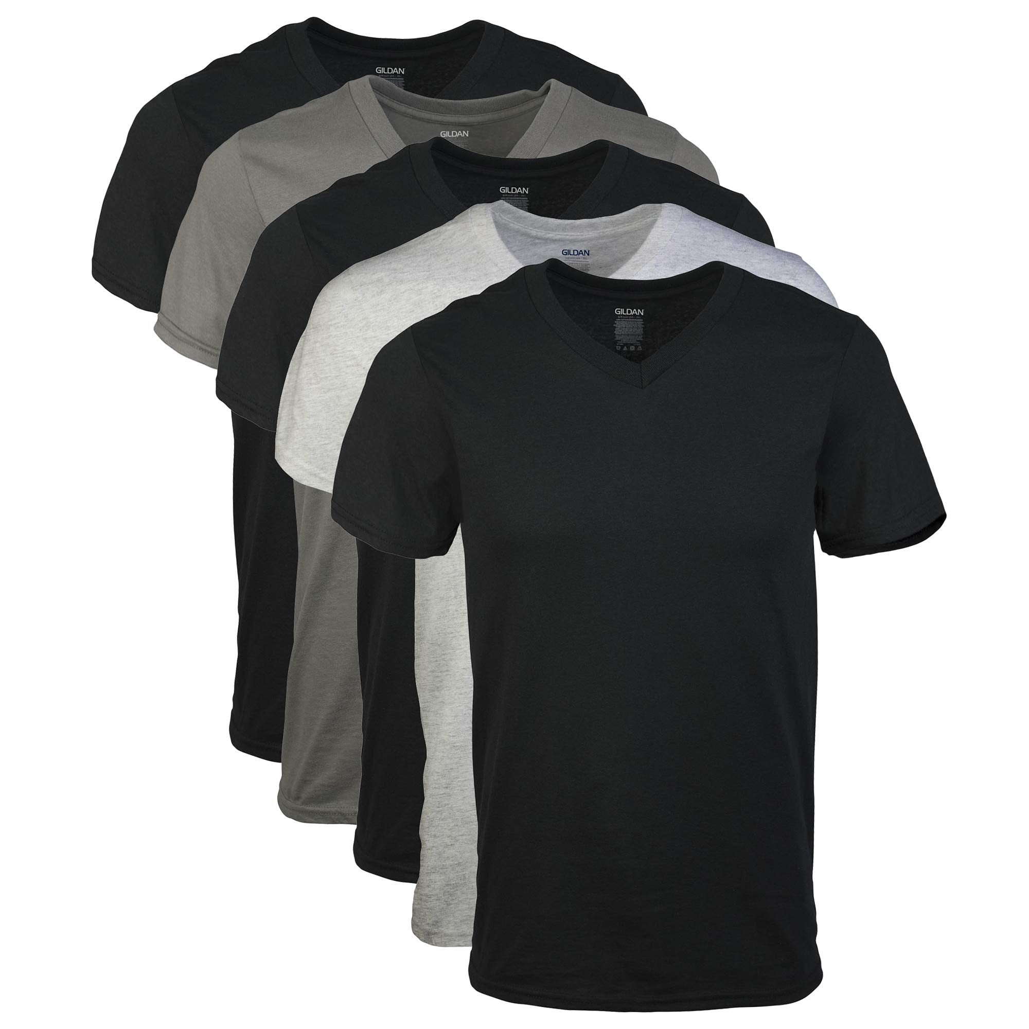 Gildan Herren T-Shirts mit V-Ausschnitt, Multipack, Stil G1103 Unterwäsche, 5 Stück, XXL (5er Pack)
