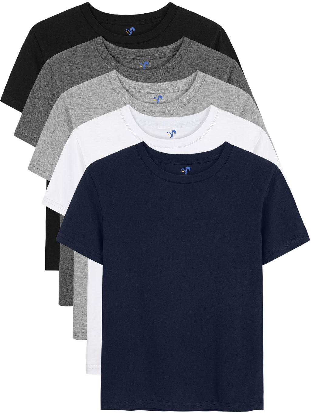 YERIOK 5er Pack Kinder T-Shirts Jungen Tshirt Kids Basic Tee Baumwolle Rundhalsausschnitt